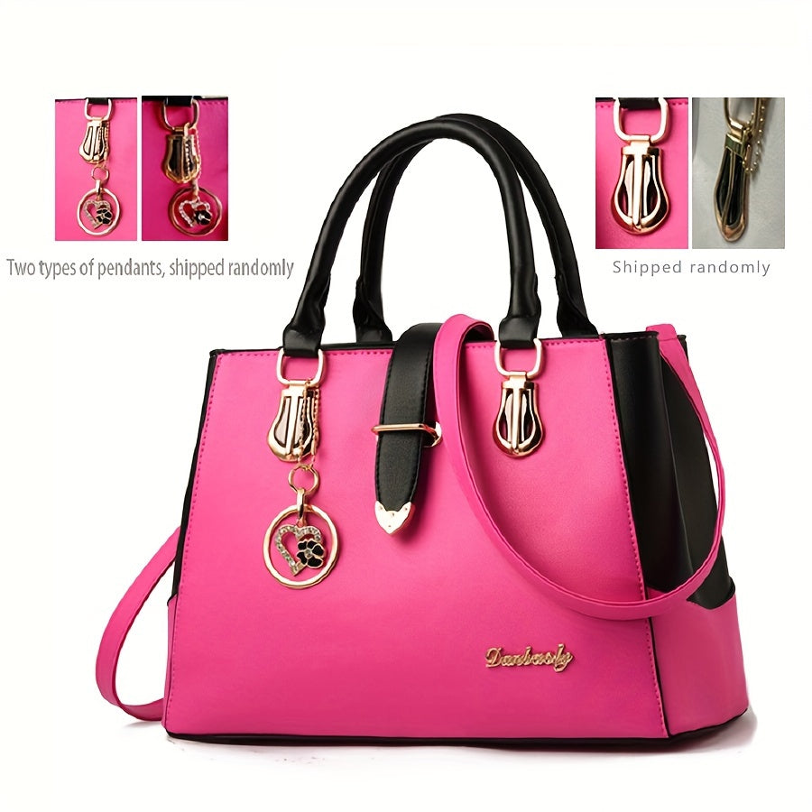 Fashionable Womens Letter Detail Shoulder Bag - Comfortable Double Handle, Spacious Purse for Work & Daily Use - Timeless Elegant Style NovaCart