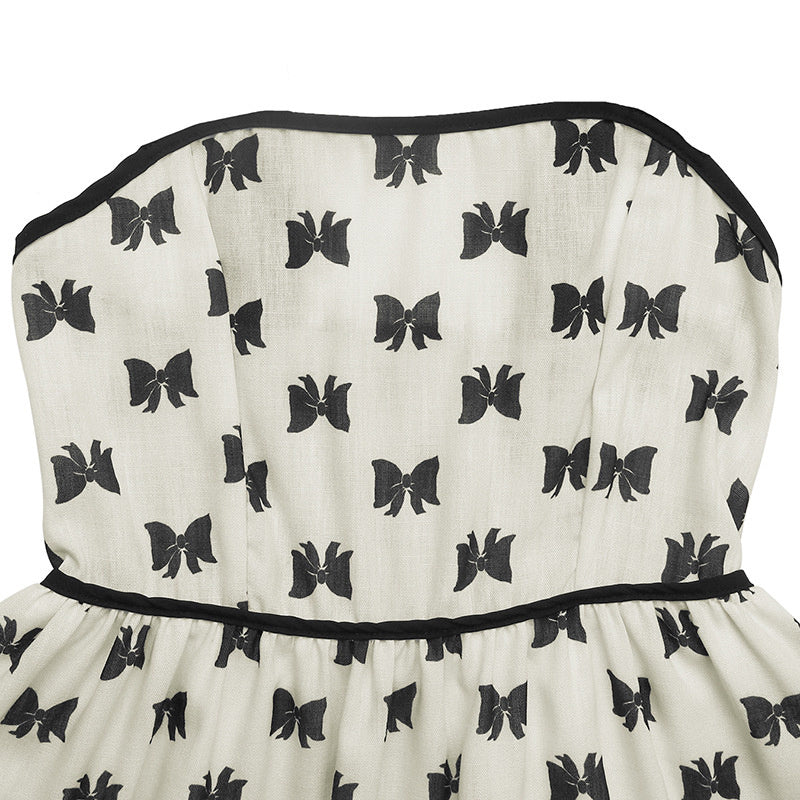 Shoulder Strap Bow Decoration With Bow Print Elegant Summer Dress FitiqueFit