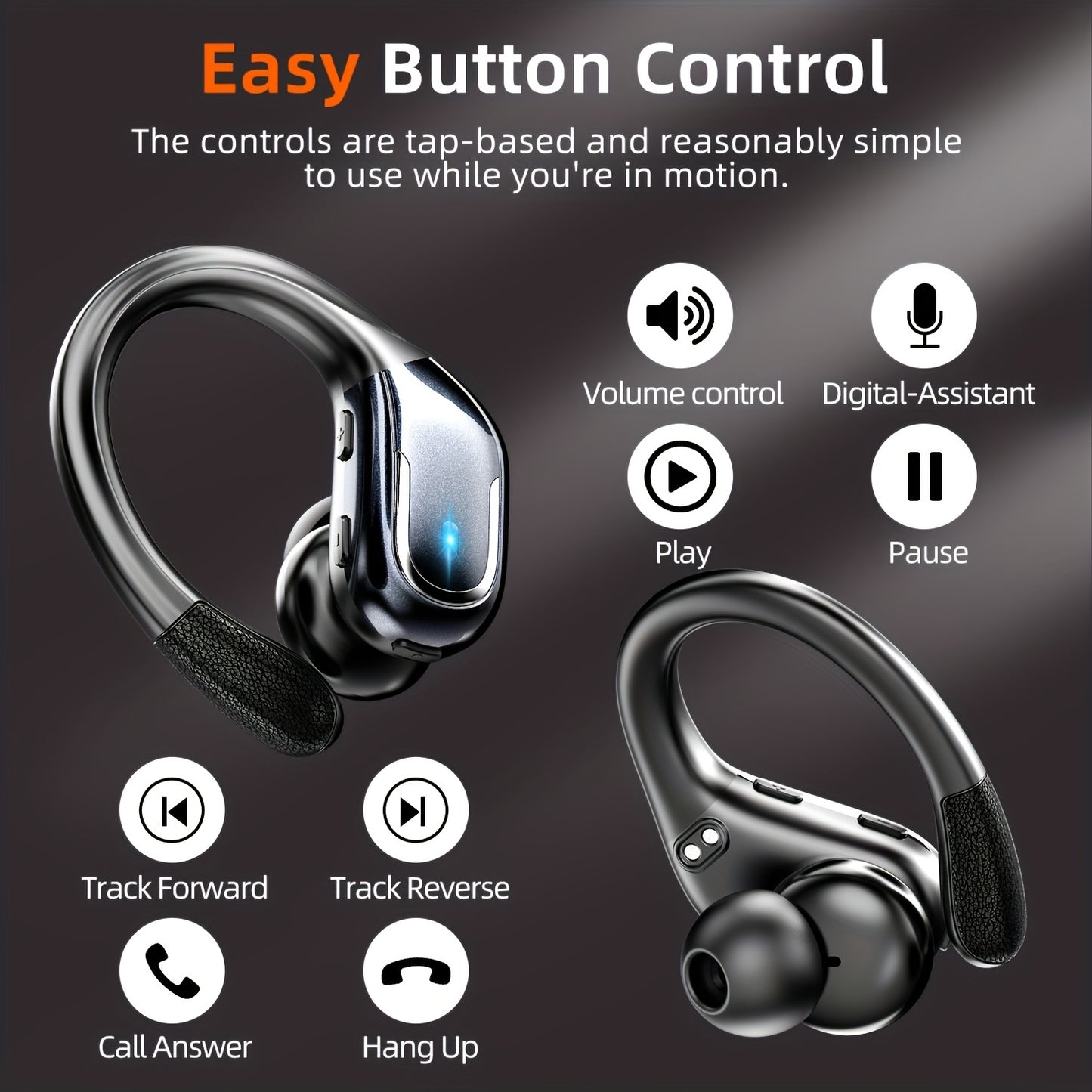 LIFEBEE New Wireless Earbuds for Running Sports, Wireless Earphones with Earhooks Pure Bass Sound, Over Ear Headphones ENC Noise Cancelling with Dual-LED Display, Earphones Built-in Microphone NovaCart