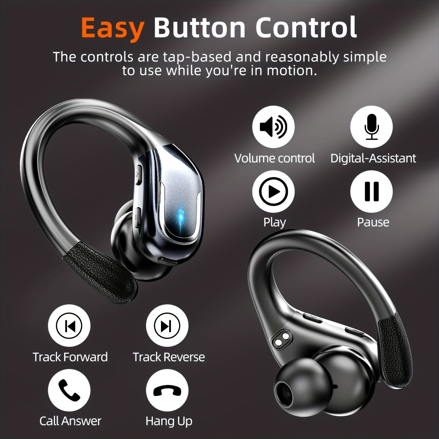 LIFEBEE New Wireless Earbuds for Running Sports, Wireless Earphones with Earhooks Pure Bass Sound, Over Ear Headphones ENC Noise Cancelling with Dual-LED Display, Earphones Built-in Microphone NovaCart