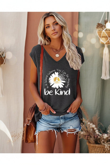 2-Pack Wildflowers Graphic Print V-Neck Tee Tops FitiqueFit