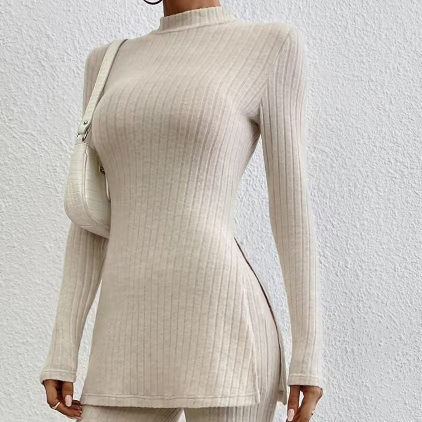 Women’s Ribbed V‑Neck Top & Pants Set FitiqueFit