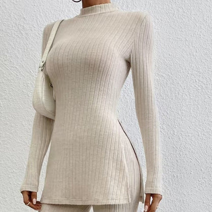 Women’s Ribbed V‑Neck Top & Pants Set FitiqueFit