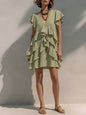 Women's V-Neck Ruffle Sleeve Casual Loose Dress FitiqueFit