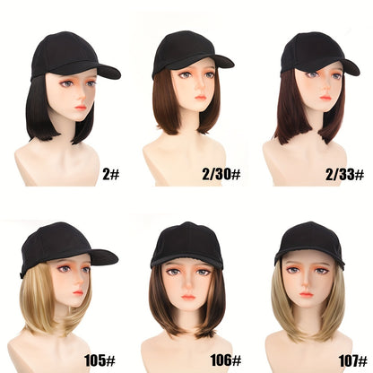 Women'S Hat Wigs, Baseball Cap Wigs, Short Bob Hairstyles, Synthetic Caps with -Resistant NovaCart