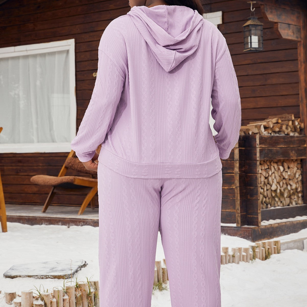 Plus Size Women's Pajamas Imitation Cotton Hooded Sweater Set Grayceful LLC