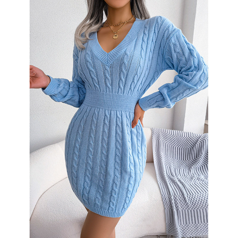 Women’s V-Neck Bodycon Sweater Dress FitiqueFit