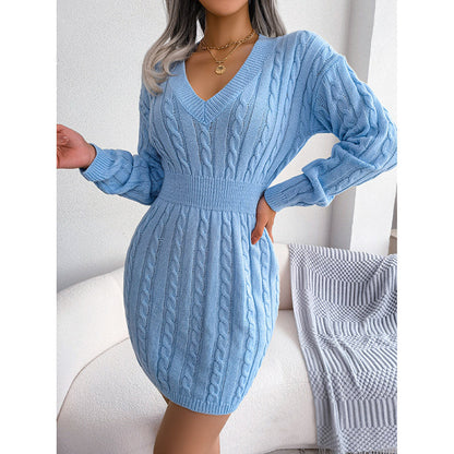 Women’s V-Neck Bodycon Sweater Dress FitiqueFit