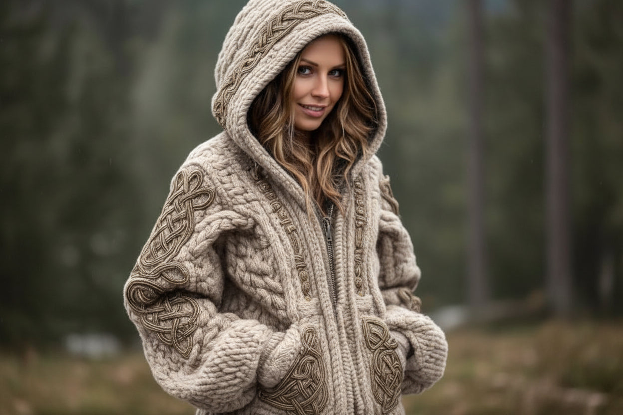 Women’s Printed Hooded Zip-Up Cardigan Sweater FitiqueFit