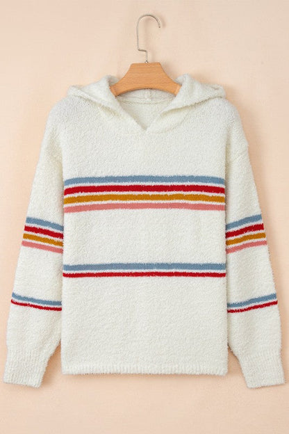Stripe Colorblock Long Sleeve Hooded Sweater Shop Style & More | Fresh Looks, Everyday Deals & Free Shipping