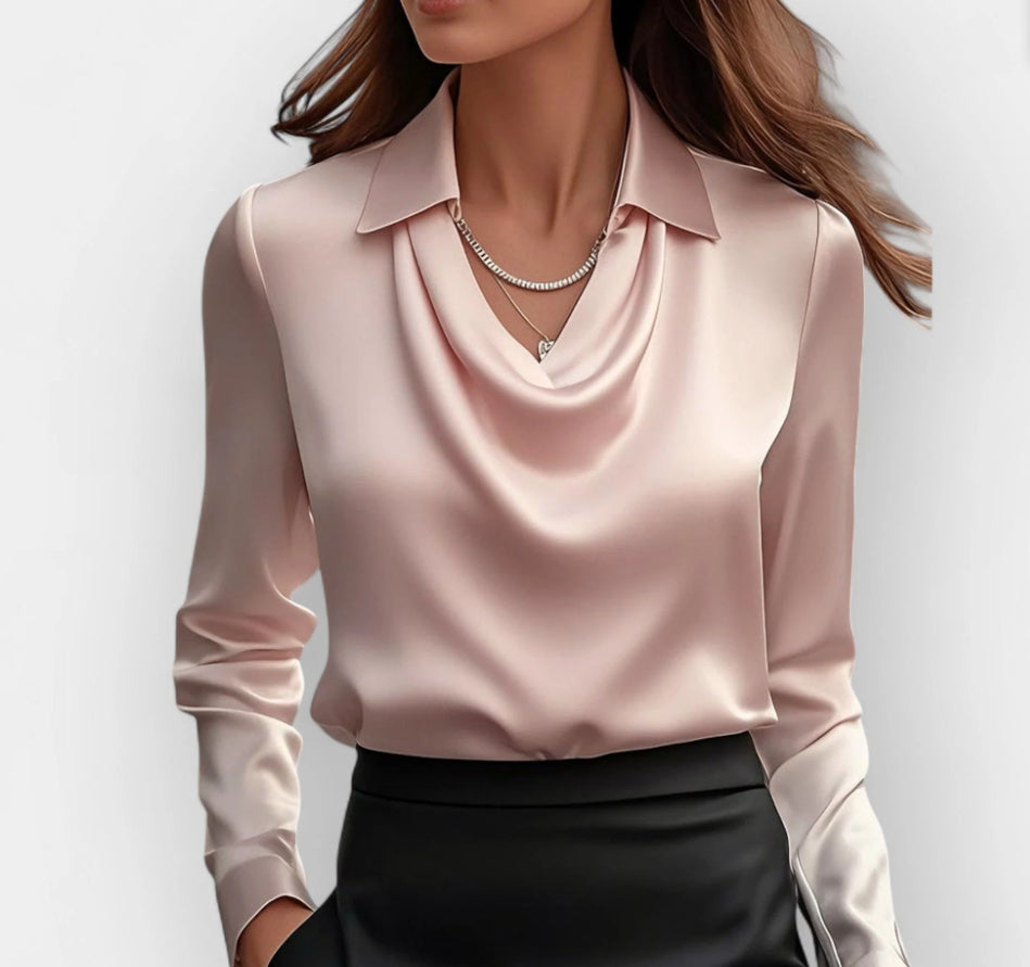 Women's Fashion Long Sleeve Irregular Collar Drape Shirt See size chart under “more details” The Fashion Celestial