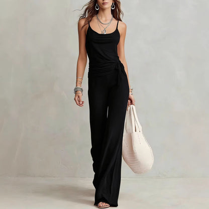 Women's Solid Color Sleeveless Top & Pants Two-Piece Set FitiqueFit