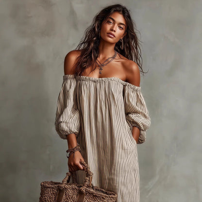 Women's Off-Shoulder Long-Sleeve Maxi Dress FitiqueFit