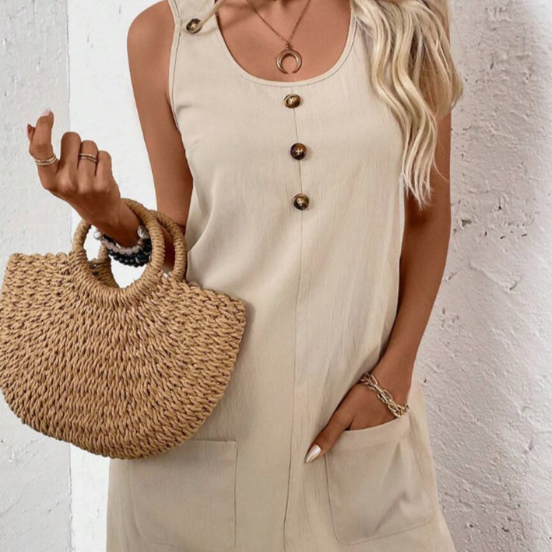 Women’s Solid‑Color Sleeveless A‑Line Dress FitiqueFit