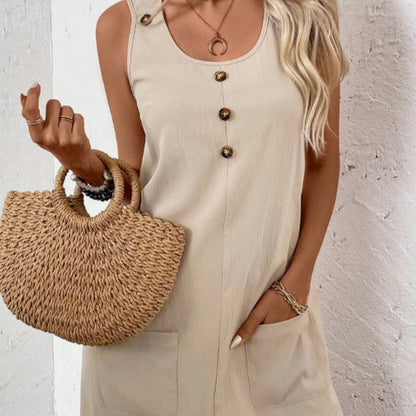 Women’s Solid‑Color Sleeveless A‑Line Dress FitiqueFit