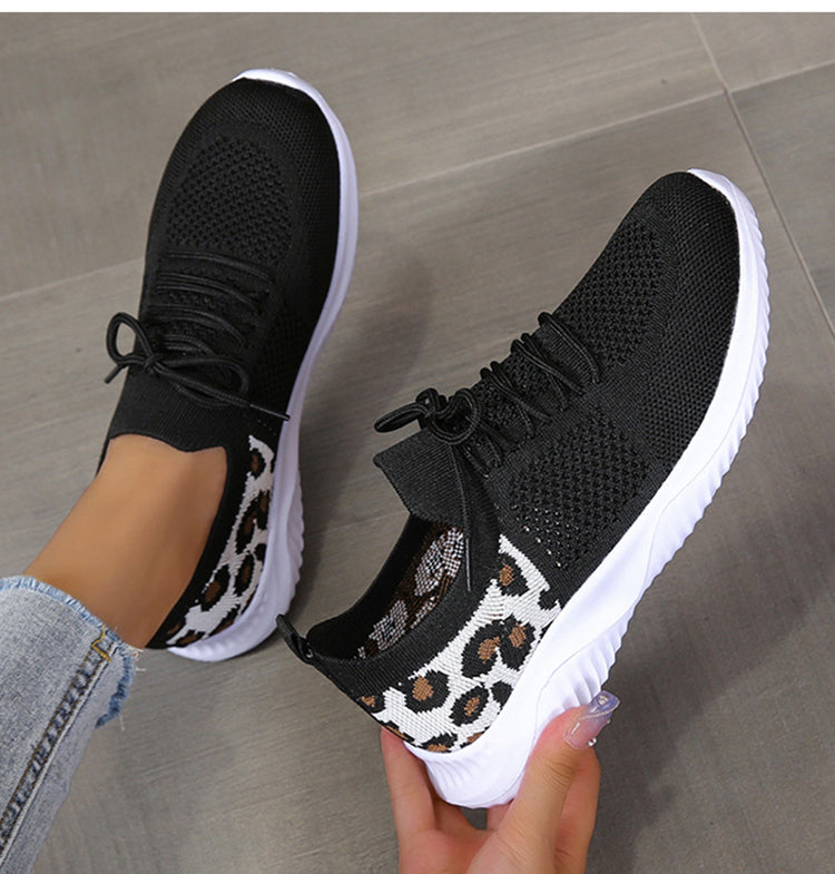 White Shoes Women Leopard Print Lace-up Sneakers Sports See size chart under “more details” The Fashion Celestial