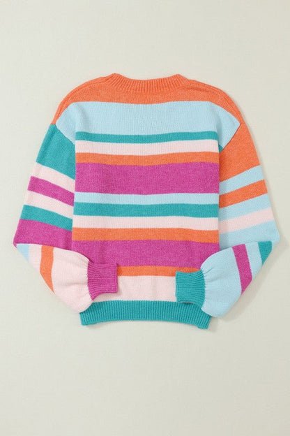 Stripe Knit Drop Shoulder Puff Sleeve Sweater Shop Style & More | Fresh Looks, Everyday Deals & Free Shipping