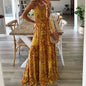 Bohemian High Waisted V-neck Floral Dress