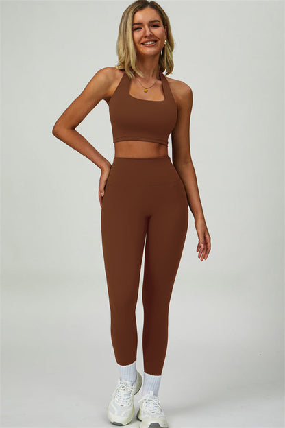 The Seraphine Halter Crop Top Leggings 2-Piece Set Fitglutes Activewear Gymwear Sportswear & Workout Clothes