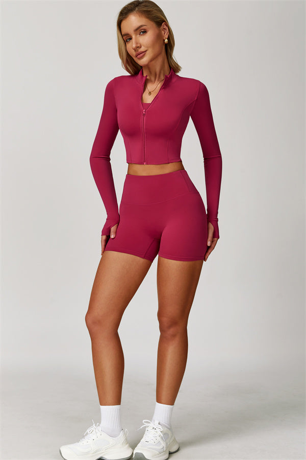 The Eloise Jacket Sports Bra Shorts 3-Piece Set Fitglutes Activewear Gymwear Sportswear & Workout Clothes