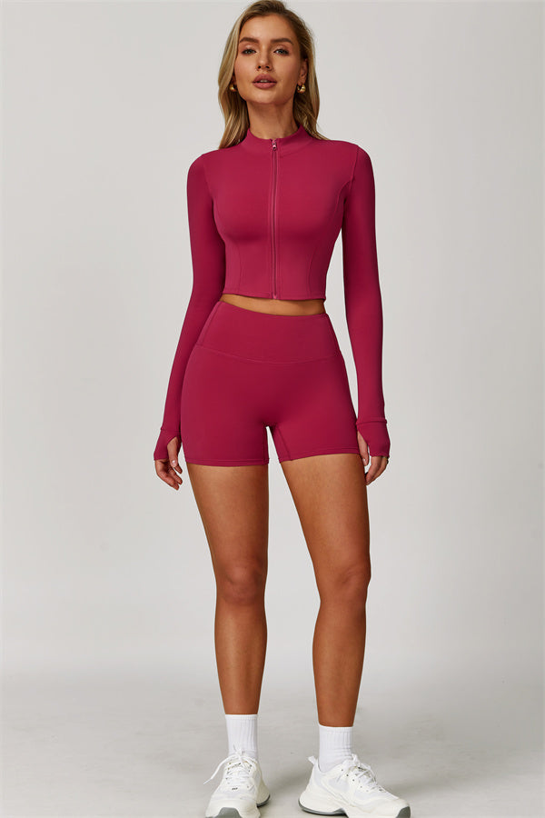 The Eloise Jacket Sports Bra Shorts 3-Piece Set Fitglutes Activewear Gymwear Sportswear & Workout Clothes
