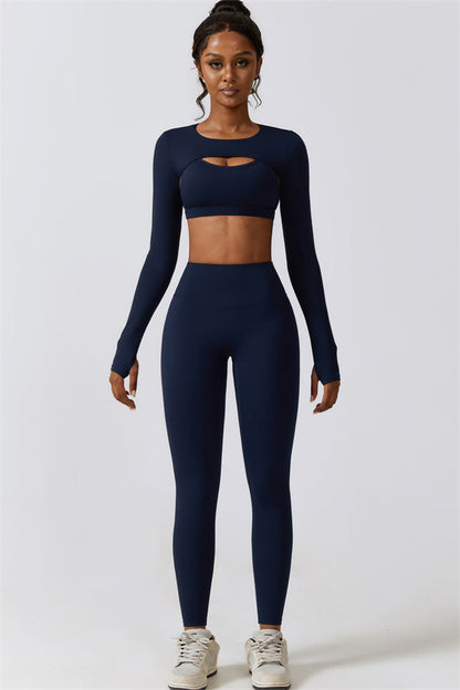 Juno Star Crop Top Sports Bra Leggings 3-Piece Set Fitglutes Activewear Gymwear Sportswear & Workout Clothes