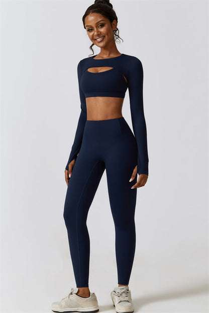 Juno Star Crop Top Sports Bra Leggings 3-Piece Set Fitglutes Activewear Gymwear Sportswear & Workout Clothes