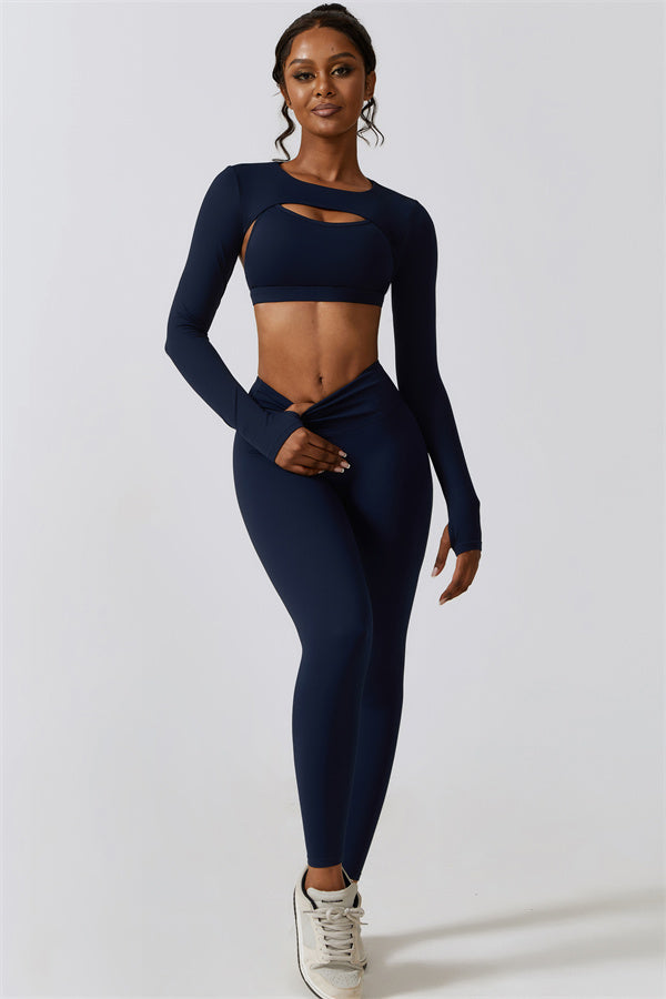 Juno Star Crop Top Sports Bra Leggings 3-Piece Set Fitglutes Activewear Gymwear Sportswear & Workout Clothes