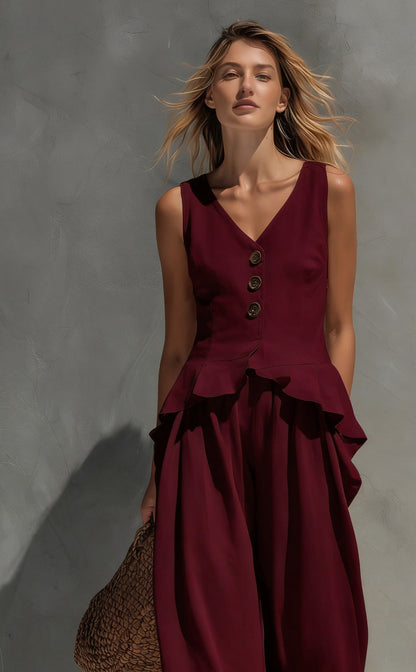 Women's Sleeveless Top & Wide-Leg Pants Two-Piece Set FitiqueFit