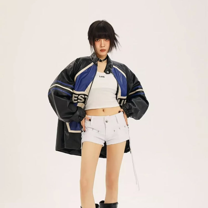 American Retro Biker's Jacket Trendy Leather Jacket Coat See size chart under “more details” The Fashion Celestial