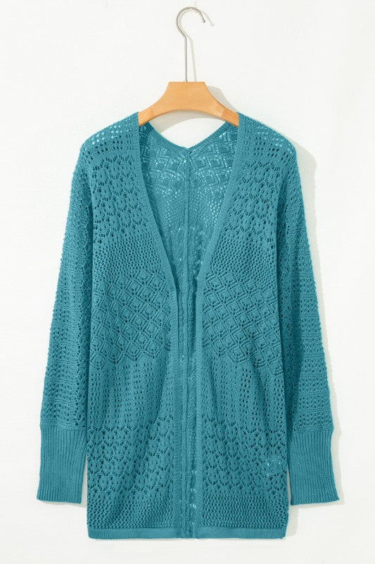 Solid Hollow Knit Open-Front Cardigan Shop Style & More | Fresh Looks, Everyday Deals & Free Shipping