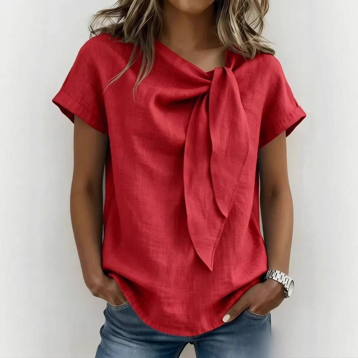 Women's Loose-Fit Short Sleeve Casual Pullover T-Shirt FitiqueFit