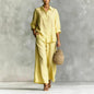 Cotton-Linen Shirt & Wide-Leg Pants Suit – 6 Colors, S–5XL FitiqueFit