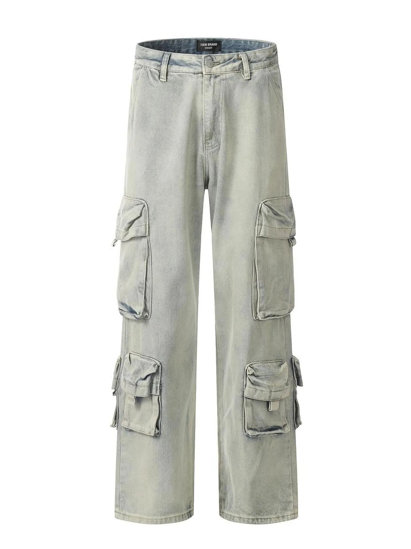 Men's Washed Multi-Pocket Straight Cargo Jeans New Era Fashion LLc