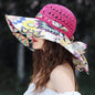 Women's Patterned Straw Beach Sun Hat – Round Crown UV Protection Summer Hat FitiqueFit