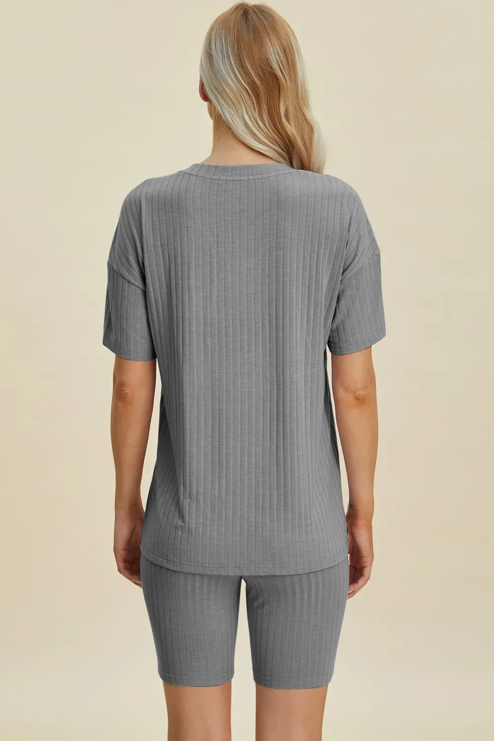Basic Bae Full Size Ribbed V-Neck Short Sleeve Top and Shorts Set New Era Fashion LLc