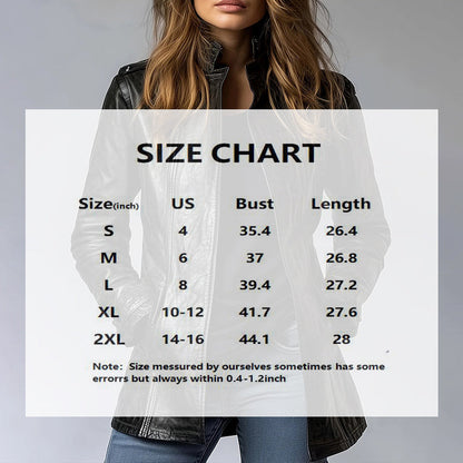 Vintage Style PU Jacket — Mid-Length Open Cardigan Leather Coat with Pockets FitiqueFit