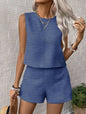 Women's Solid Color Sleeveless Vest & Shorts Set FitiqueFit
