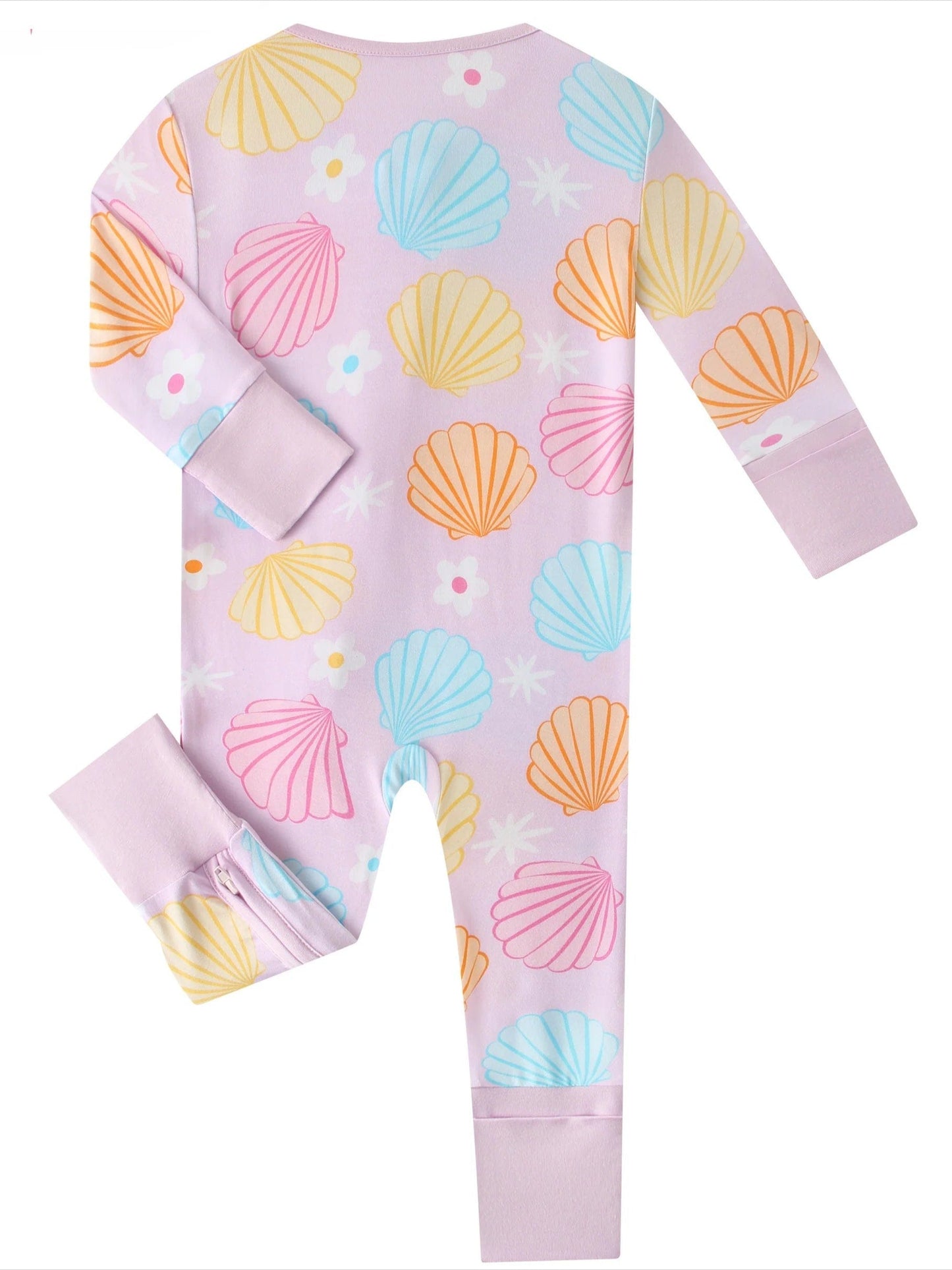 Posh TOT Pastel Seashell Bamboo Baby Convertible Zippy Romper  CINCO DE MAYO PROMO - FINAL SALE Charlies Project Kids