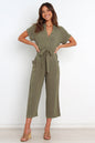 Women's V-Neck Cropped Wide-Leg Knit Jumpsuit FitiqueFit