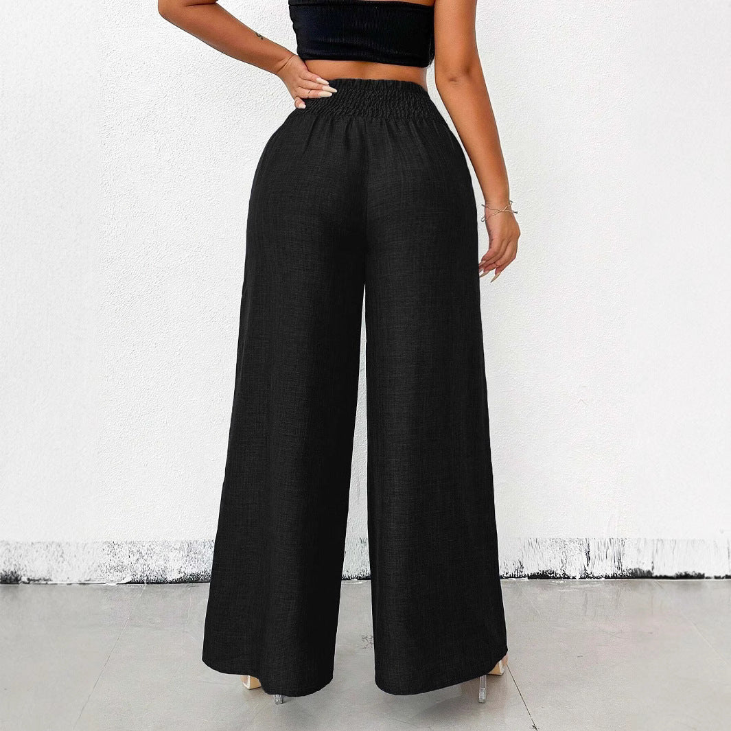 Women's High-Waist Drapey Wide-Leg Pants | Elastic Drawstring 5 Colors FitiqueFit