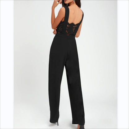 Women’s One-piece Trousers Lace Backless Deep V – High-Waisted Casual Outfit FitiqueFit