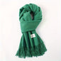 Solid Color Tassel Scarf, Hand Wash Only, Elegant Fringe Shawl for Women, Fashion Accessory NovaCart