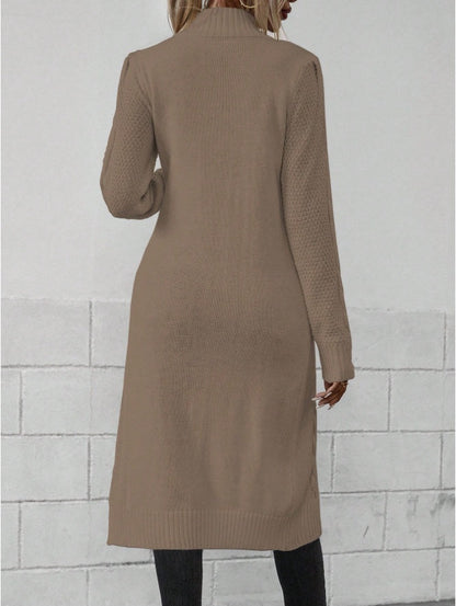 Women Crew Neck Long Sleeve Split Hem Minimalist Sweater Grayceful LLC