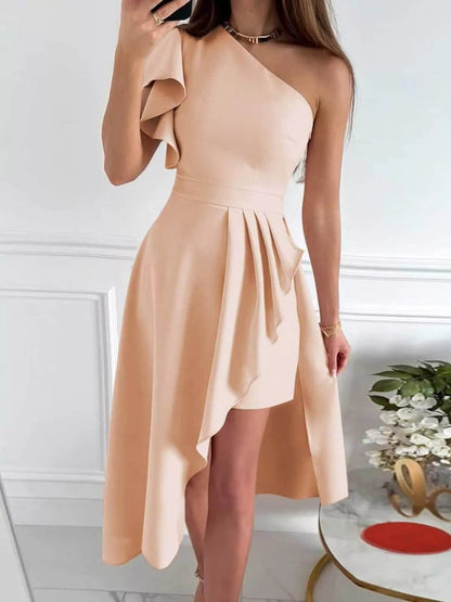 One-Shoulder Ruffle High-Low Dress New Era Fashion LLc