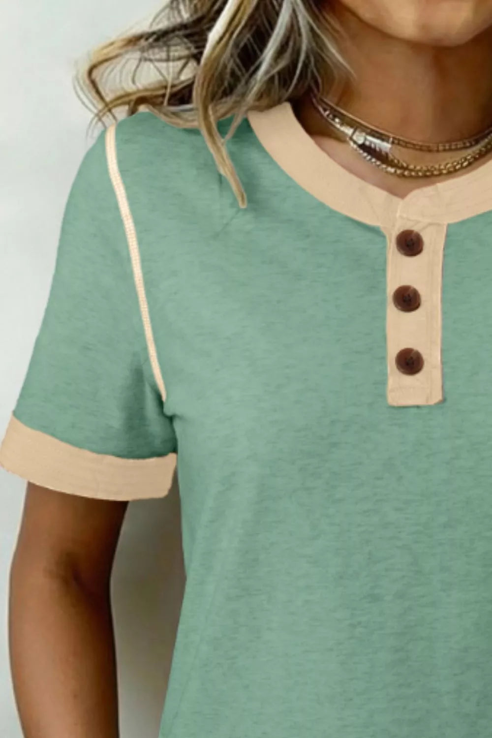 Casual Short Sleeve Button Detail Blouse New Era Fashion LLc