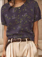 Women's Retro Short-Sleeve Jacquard Knit Top FitiqueFit