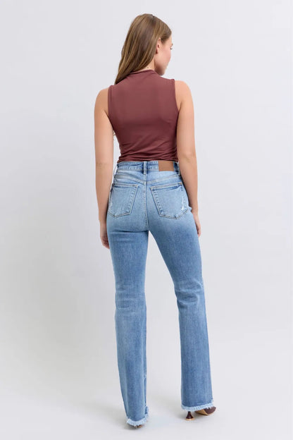 Judy Blue Full Size Raw Hem High Rise Bootcut Jeans West2East Surf