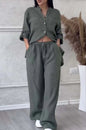 Wide-Leg Pants & Lace-Up Top Two-Piece Set – Solid Color, 12 Colors S–5XL FitiqueFit