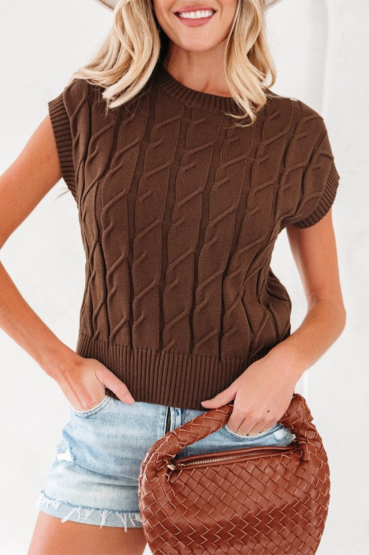 Cable Knit Textured Crew Neck Sweater Top Shop Style & More | Fresh Looks, Everyday Deals & Free Shipping